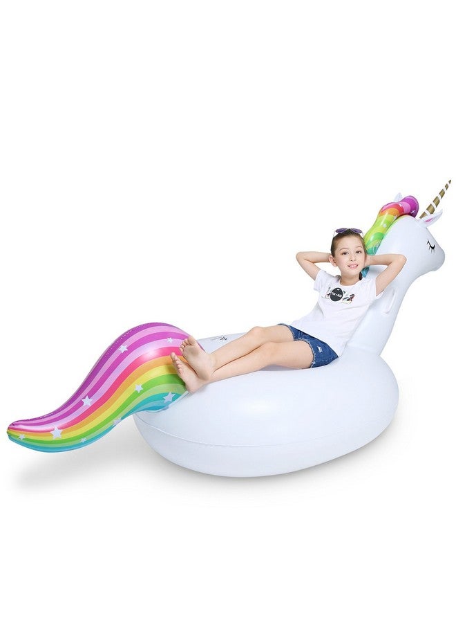 Jasonwell Big Inflatable Unicorn Pool Float Floatie Ride On With Fast Valves Large Rideable Blow Up Summer Beach Swimming Pool Party Lounge Raft Decorations Toys Kids Adults - Image 2