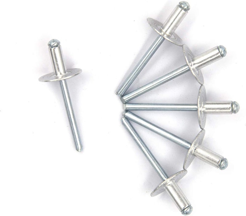 ALLOYPRO 60 pcs Large Flange Blind Rivets, Aluminum,Flange Diameter 5/8" (16 mm),Pop Rivets Assortment Kit Blind Rivet,3/16" x 3/8" Inch,Grip Range(3-6mm) - Image 1