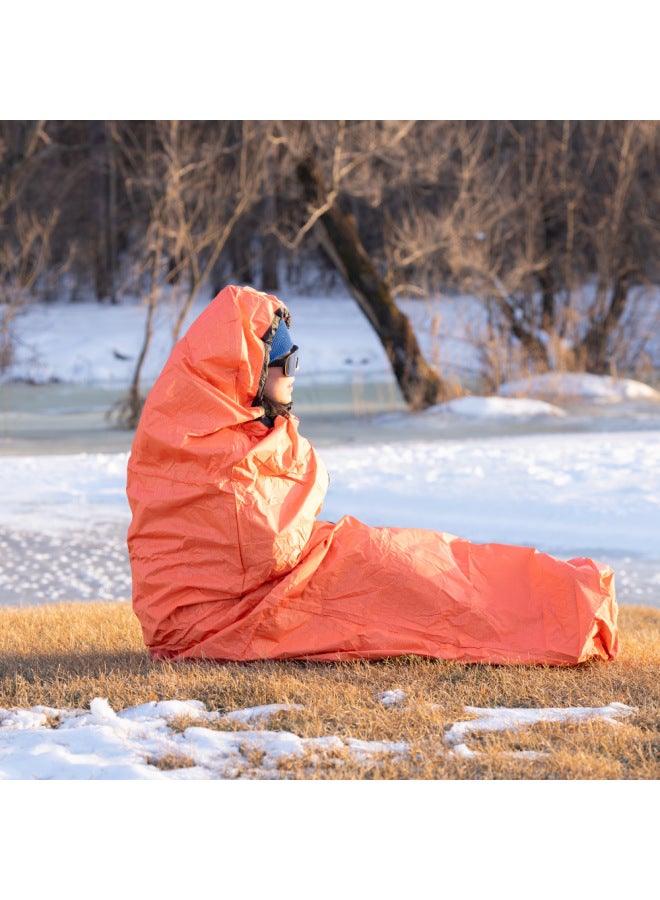 لاك ستون حقيبة نوم للبالغين في الهواء الطلق، حقيبة نوم مقاومة للأوساخ للتخييم، حقيبة نوم طارئة دافئة للتخييم، حقيبة نوم محمولة على شكل مومياء - Image 2