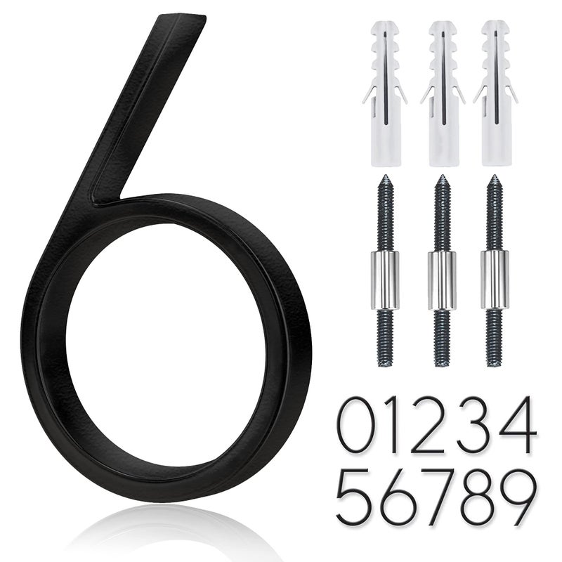 5 Stainless Steel Floating House Number Metal Modern House Numbers Mailbox Decor Number with Nail Kit Coated Black 911 Visibility Signage 6 or 9