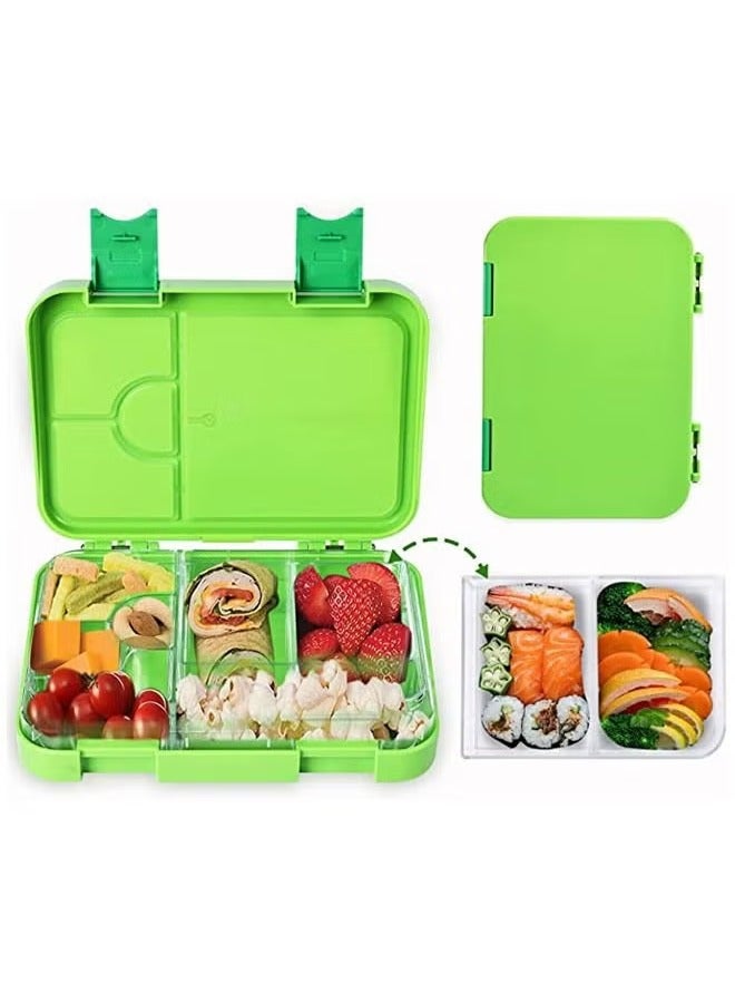 Arabest Lunch Box Kids, Bento Box Adult Lunch Box, 4/6 Compartment Bento Lunch Box, Food Containers for School/Work/Travel/Picnic, Leak-Proof, Reusable, BPA-Free, Microwave Dishwasher (Green) - Image 1