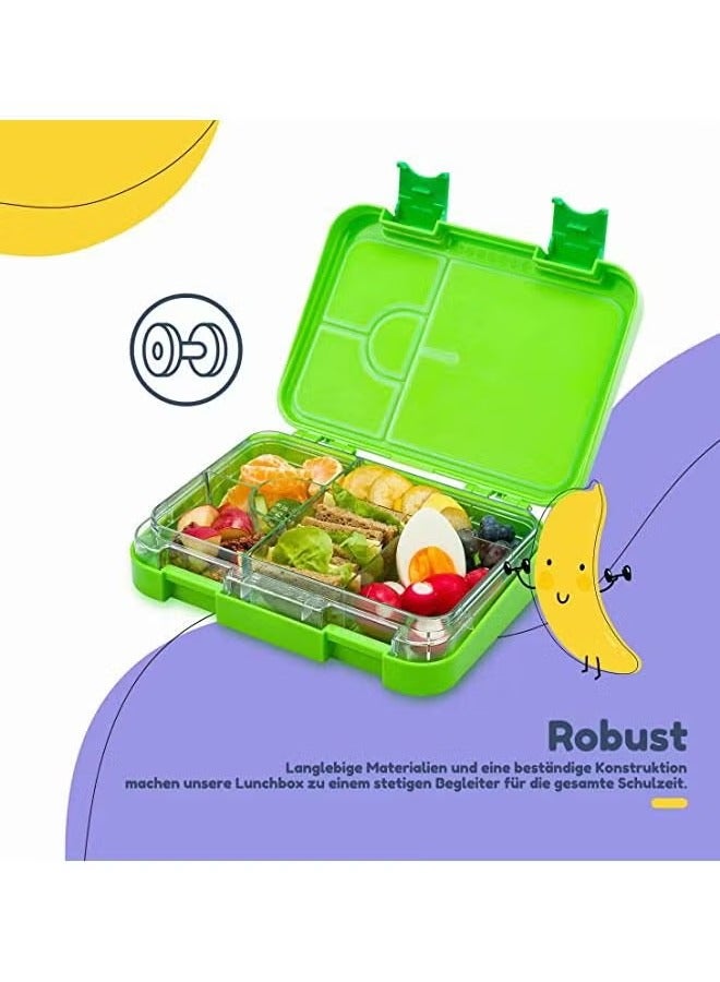Arabest Lunch Box Kids, Bento Box Adult Lunch Box, 4/6 Compartment Bento Lunch Box, Food Containers for School/Work/Travel/Picnic, Leak-Proof, Reusable, BPA-Free, Microwave Dishwasher (Green) - Image 4