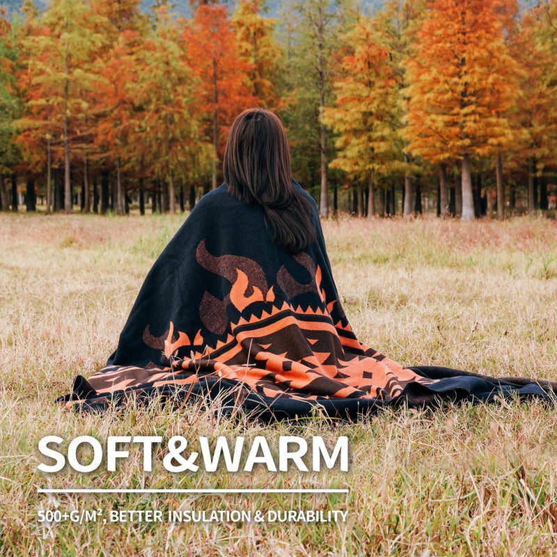 ACUSHLA Merino Wool Blanket - Soft Warm Thick Washable Large Bed Couch Camping Outdoor Travel Throw Blanket All Weather, Flame Blue 79X63 - Image 2