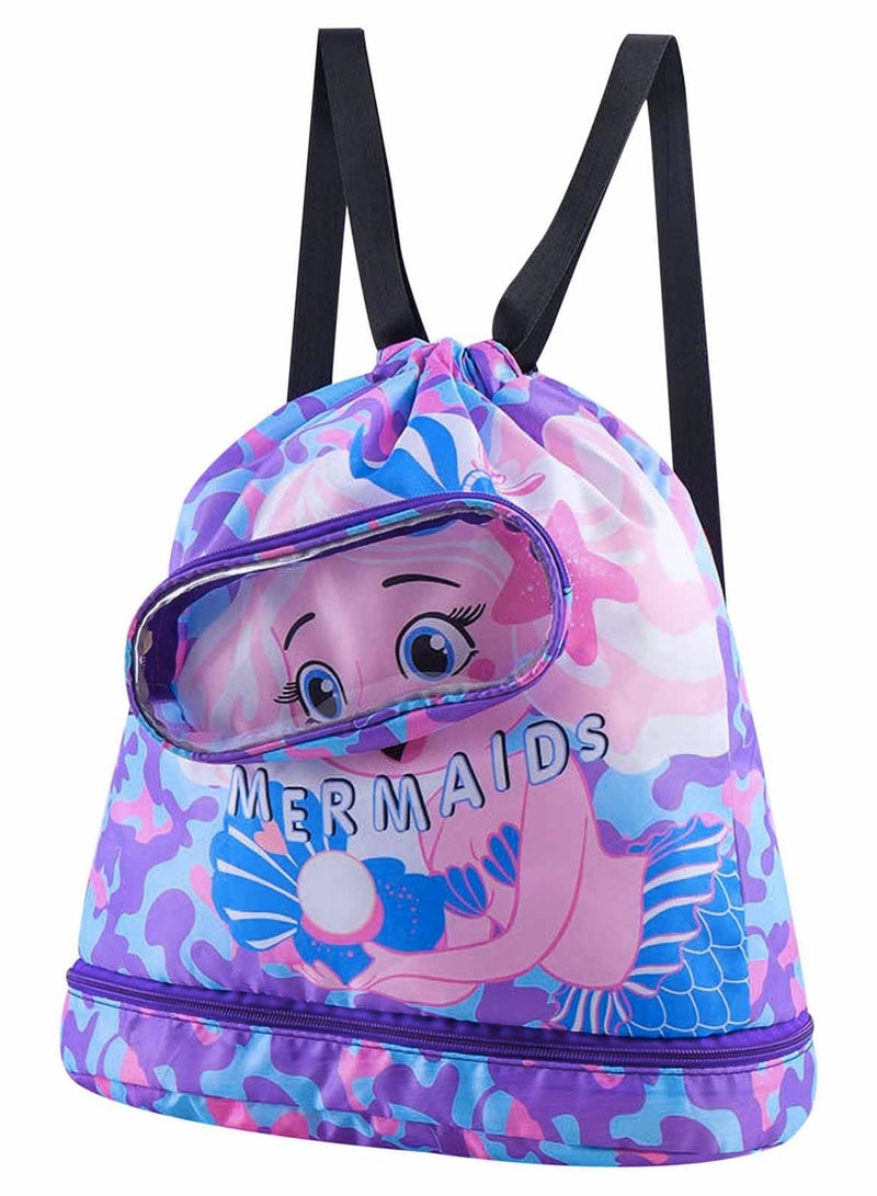 Kibee Swimming Bag Beach Backpack Yoga Bag Waterproof Drawstring Backpack Sports Backpack Fitness Backpack，Cartoon Anime Drawing Swimming Bag  Suitable for swimmers - Image 1