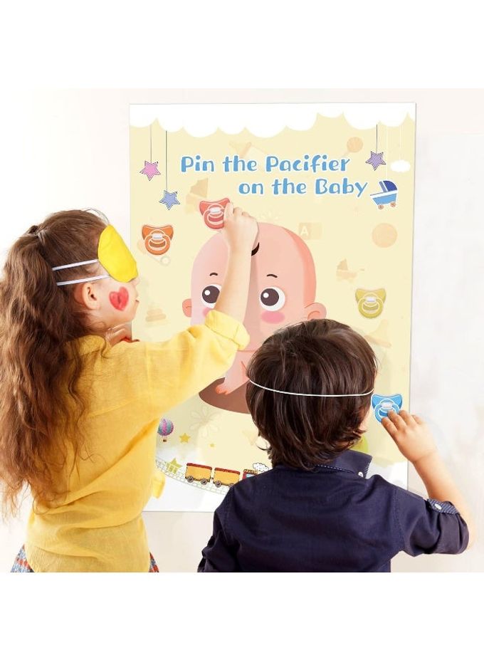 Hxezoc Pin The Pacifier On The Baby Game Large Baby Poster Party Games For Baby Shower Party Decorations Kids Birthday Party Supplies 72 Pacifier Stickers - Image 3