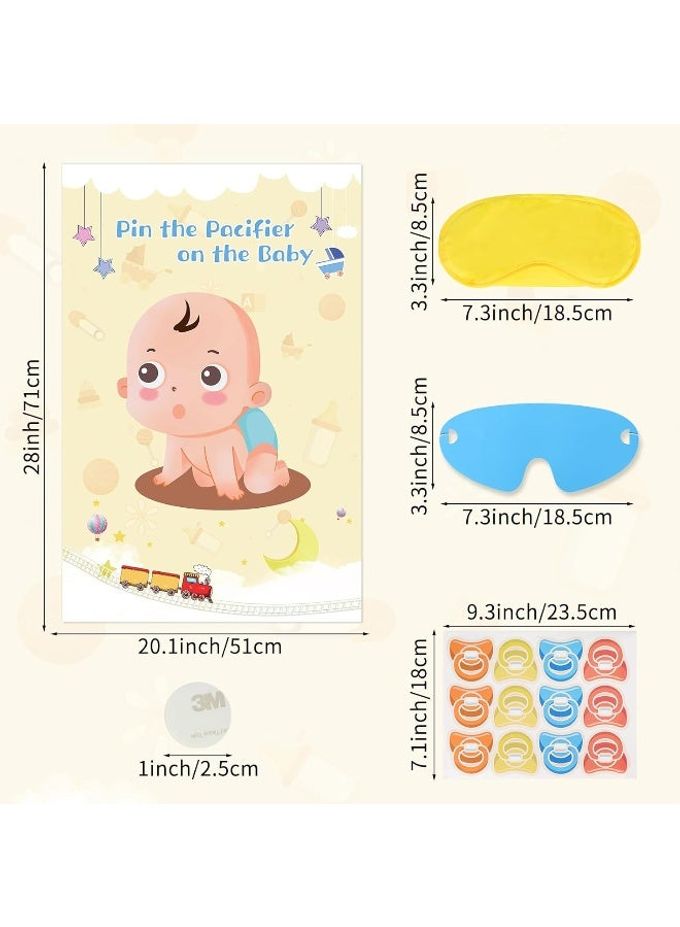 Hxezoc Pin The Pacifier On The Baby Game Large Baby Poster Party Games For Baby Shower Party Decorations Kids Birthday Party Supplies 72 Pacifier Stickers - Image 2