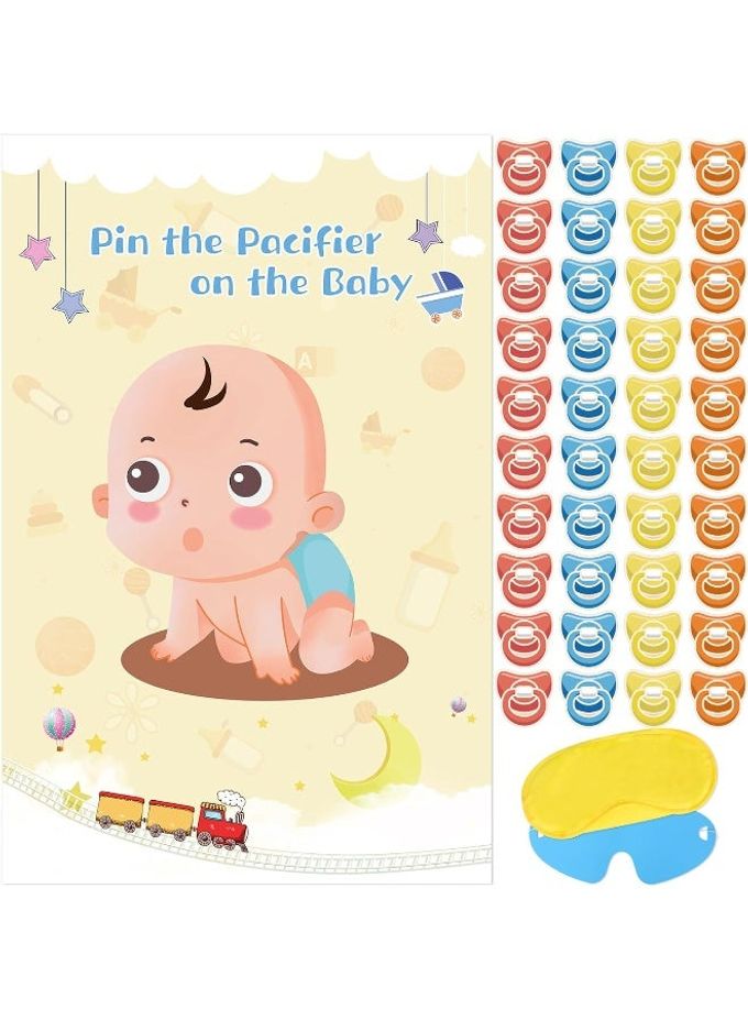 Hxezoc Pin The Pacifier On The Baby Game Large Baby Poster Party Games For Baby Shower Party Decorations Kids Birthday Party Supplies 72 Pacifier Stickers - Image 1