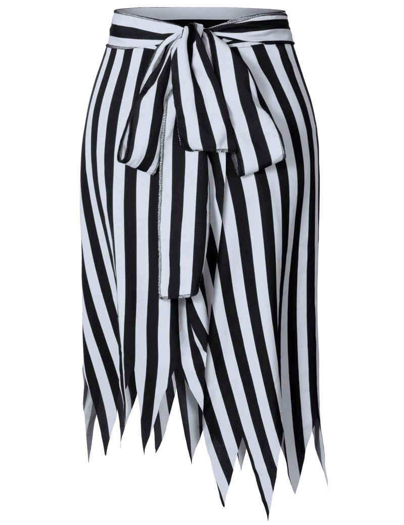 Irtysh Pirat Open Design Skirt Dress Pirate Head Scarf Hat Pirate Bandana Accessories Cosplay Costume For Men Women(black+white M) - Image 3