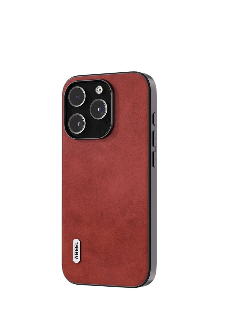 GULFLINK PU Leather Case Slim Luxury Business Non-Slip Grip Rugged Shockproof Full Body Protective Case for iPhone 15 Pro Red - Image 1