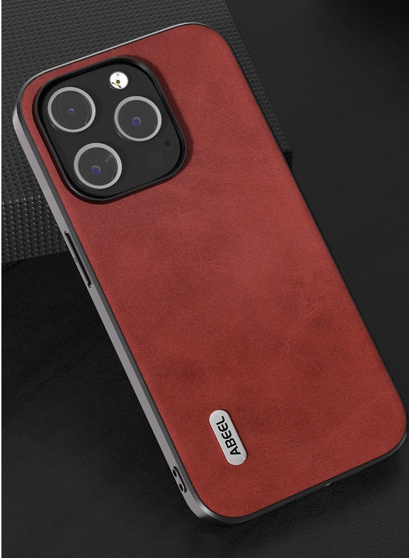 GULFLINK PU Leather Case Slim Luxury Business Non-Slip Grip Rugged Shockproof Full Body Protective Case for iPhone 15 Pro Red - Image 2