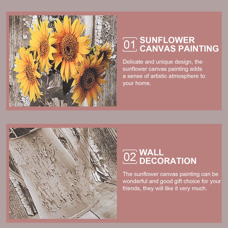 2pcs Sunflowers Canvas Painting Sunflowers Canvas Wall Art Sunflowers Wall Decor Painting - Image 2