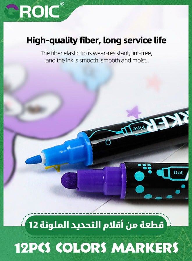 GROIC أقلام طلاء أكريليك، أقلام طلاء أكريليك ذات طرف مزدوج مع طرف فرشاة وأقلام طلاء ذات أطراف دقيقة للخشب والقماش - Image 4