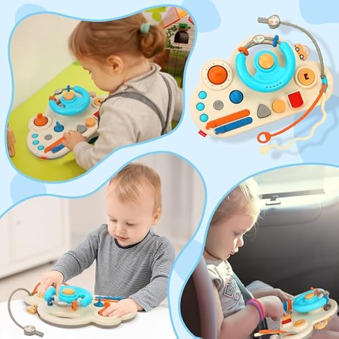 BABY STEERING WHEEL MONTESSORI TOY, EDUCATIONAL GIFT FOR TODDLERS TOYS (ROSA) - Image 3