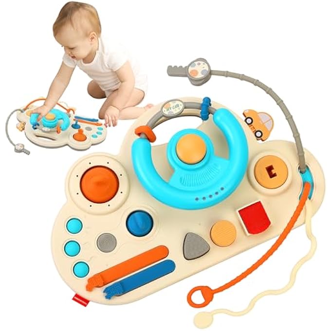 BABY STEERING WHEEL MONTESSORI TOY, EDUCATIONAL GIFT FOR TODDLERS TOYS (ROSA) - Image 1