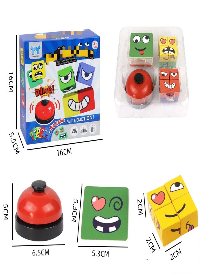 RAYBITU Face Changing Magic Cubes Game - Expression Matching Block Puzzle with Bell, Educational Building Toy for Kids & Adults, Fun Family Board Game - Image 2