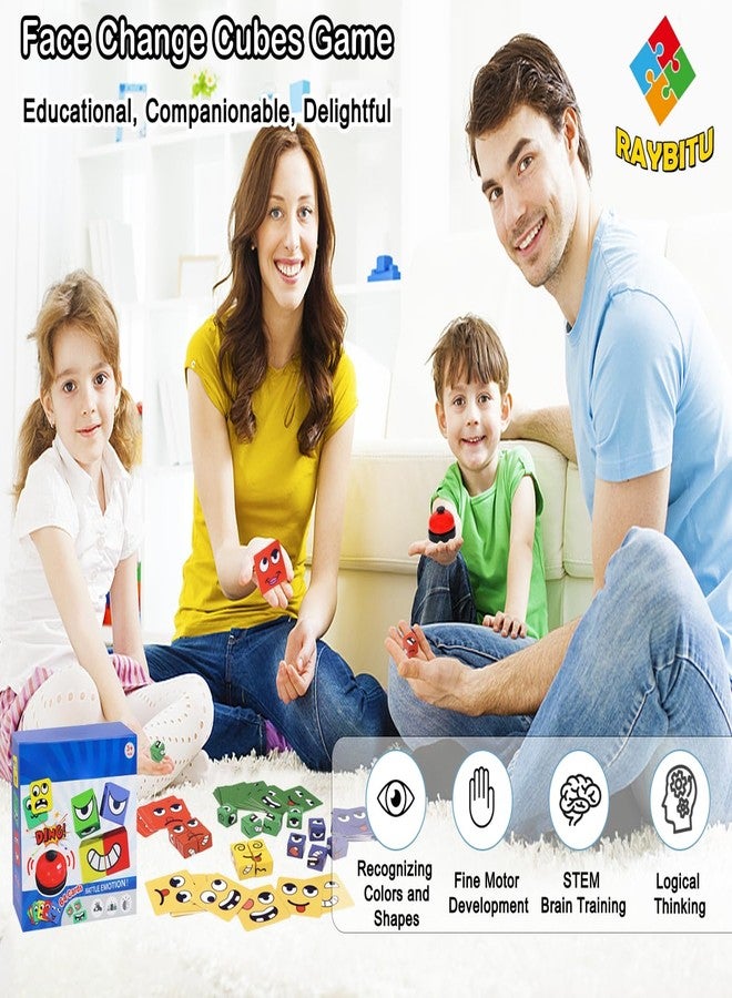 RAYBITU Face Changing Magic Cubes Game - Expression Matching Block Puzzle with Bell, Educational Building Toy for Kids & Adults, Fun Family Board Game - Image 3