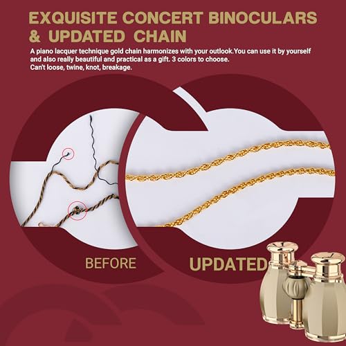 ESSLNB Opera Glasses Binoculars for Women Adults 4X30mm Theater Glasses Compact Binoculars for Theater and Concerts Antique with Case Removable Chain (Gold) - Image 5
