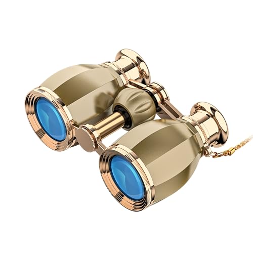 ESSLNB Opera Glasses Binoculars for Women Adults 4X30mm Theater Glasses Compact Binoculars for Theater and Concerts Antique with Case Removable Chain (Gold) - Image 1