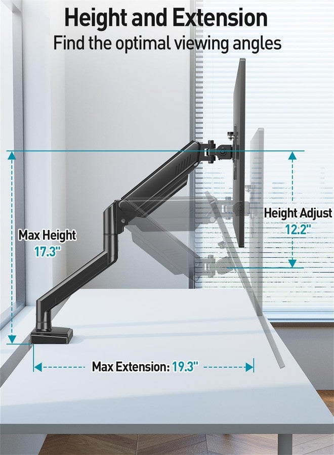 MOUNT PRO Single Monitor Arm Desk Mount Fits 13 to 32 inch Computer Monitor, Holds 4.4 to 19.8lbs VESA Monitor Mount, Adjustable Monitor Stand with Clamp/Grommet Mounting Base, 75/100mm Bracket Mount, Freelift - Image 4