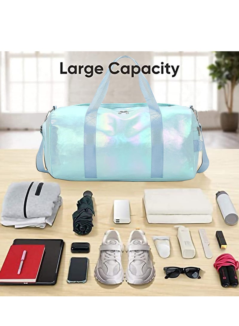 Excefore Gym Bag for Women Sports Travel, Duffle Bag with Wet Pocket Weekender, Overnight Bag with Waterproof Shoe Pouch and Air Hole for Girls Kids Women Travel Foldable Bag - Image 3