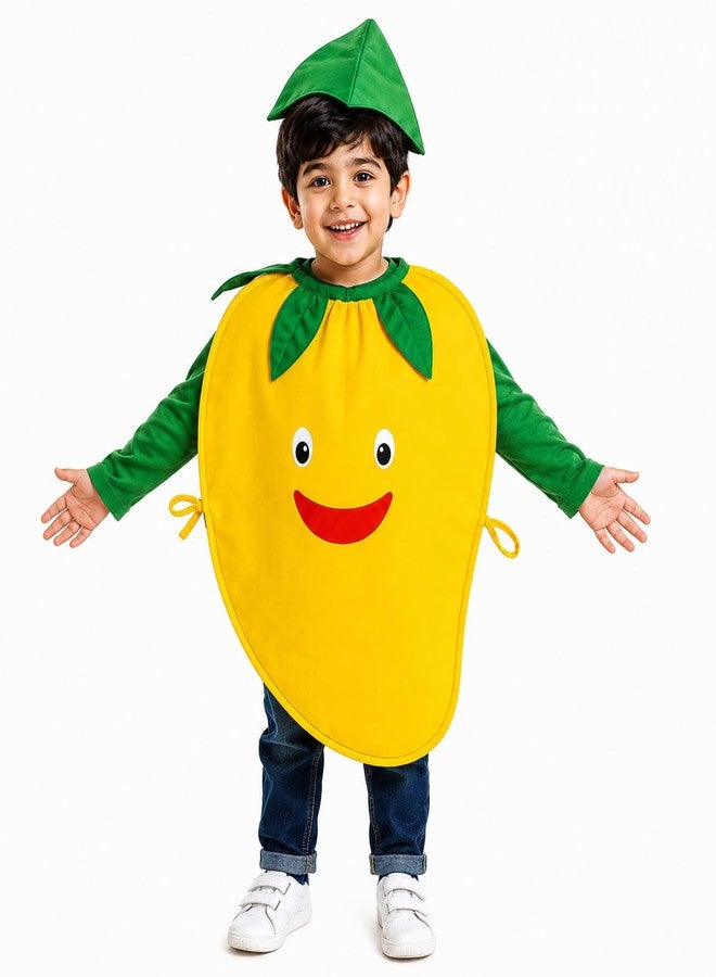 The GrowSome Polyester Mango Fruit Costume For Kids| Fruit Shape Cutout For Childs| Fruits And Vegetables Costume For Babies| Healthy Fruits Dress For Kids (Jumpsuit Not Include) (6-8 Years), Yellow - Image 1