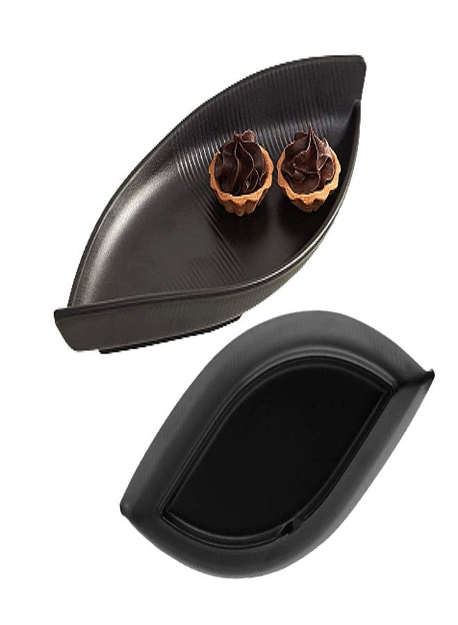 MiRiM Unbreakable Melamine Big Boat Shape Serving Platter for Snacks (Black) (1) - Image 3