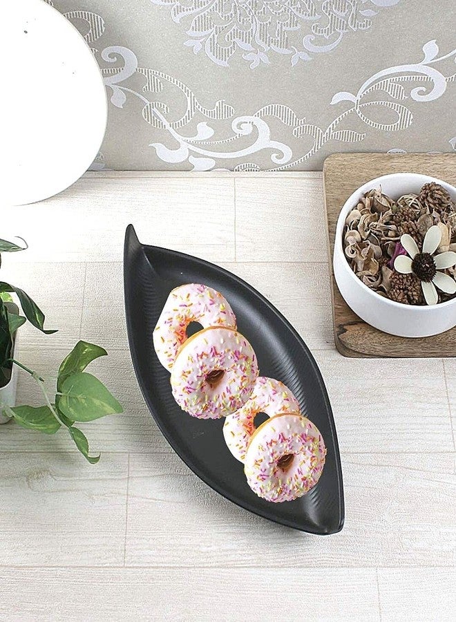 MiRiM Unbreakable Melamine Big Boat Shape Serving Platter for Snacks (Black) (1) - Image 1