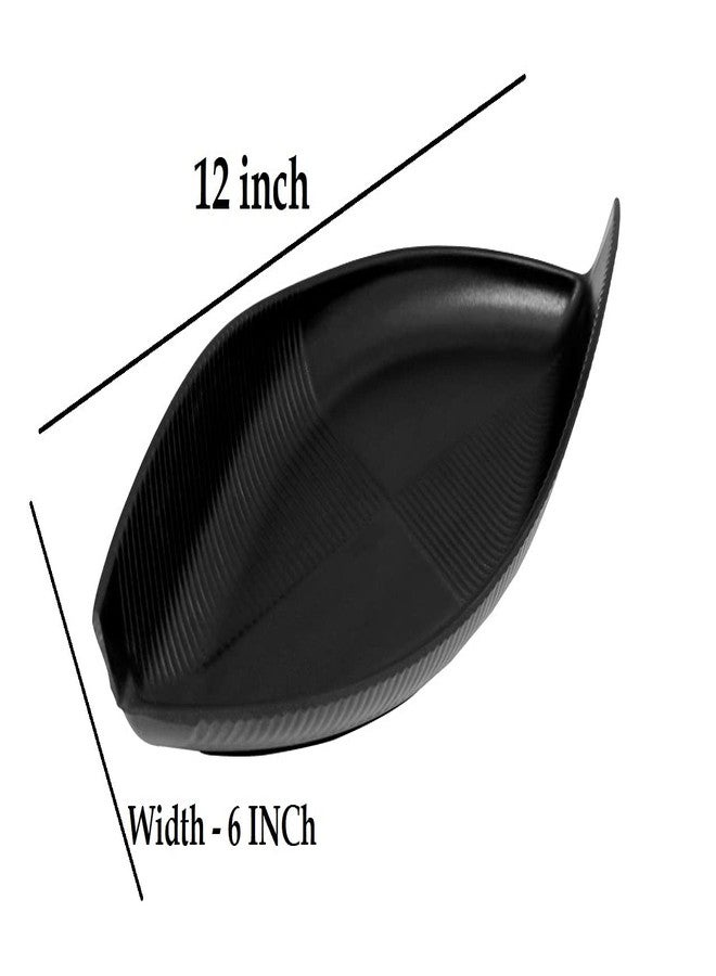 MiRiM Unbreakable Melamine Big Boat Shape Serving Platter for Snacks (Black) (1) - Image 2