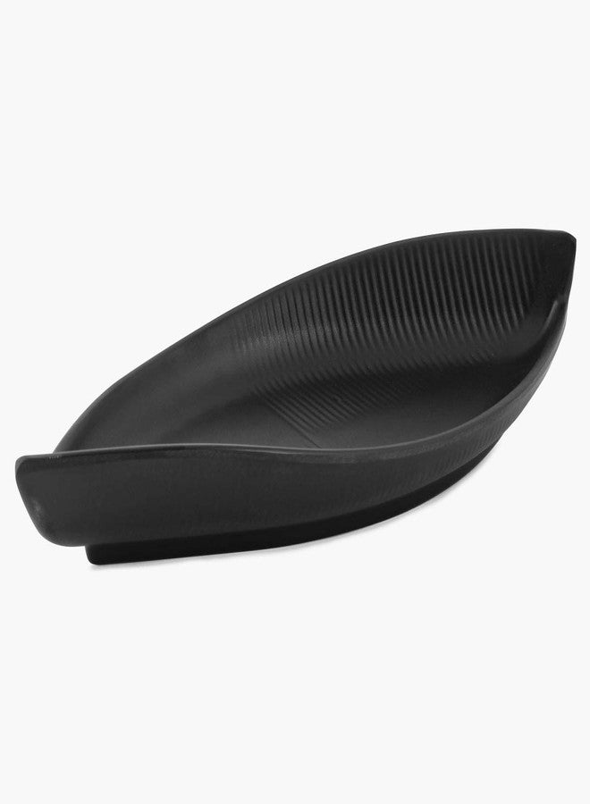 MiRiM Unbreakable Melamine Big Boat Shape Serving Platter for Snacks (Black) (1) - Image 4