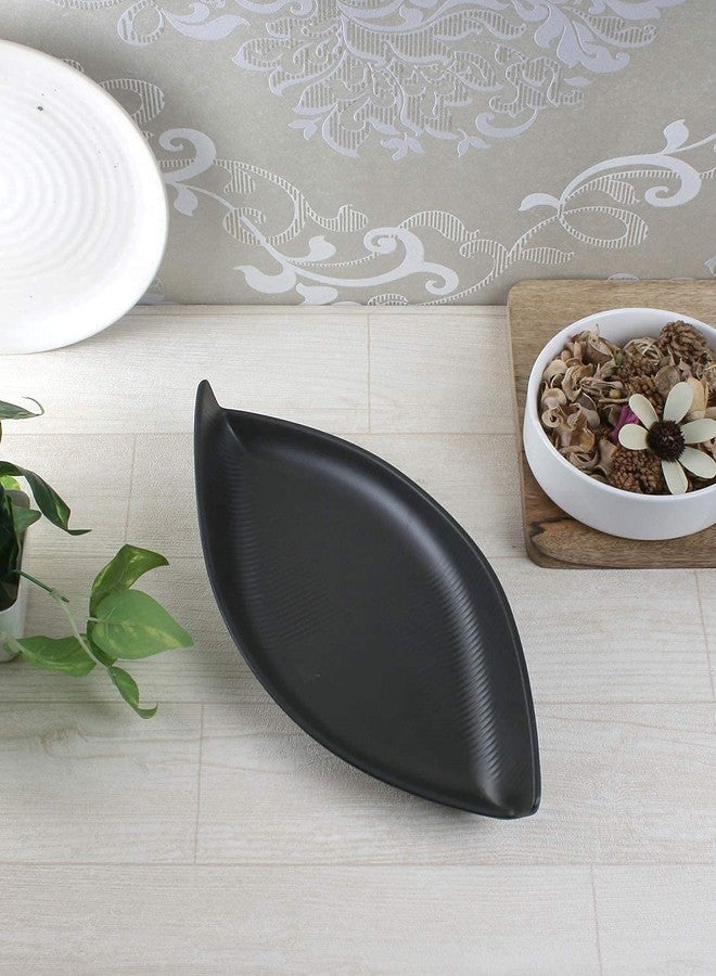 MiRiM Unbreakable Melamine Big Boat Shape Serving Platter for Snacks (Black) (1) - Image 5