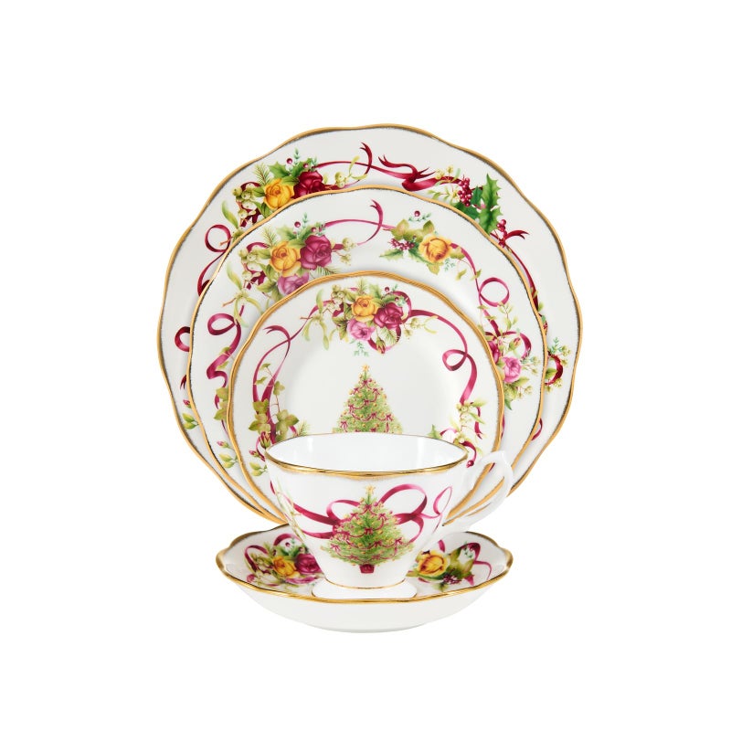 Old Country Roses Christmas Tree Teacup and Saucer Set