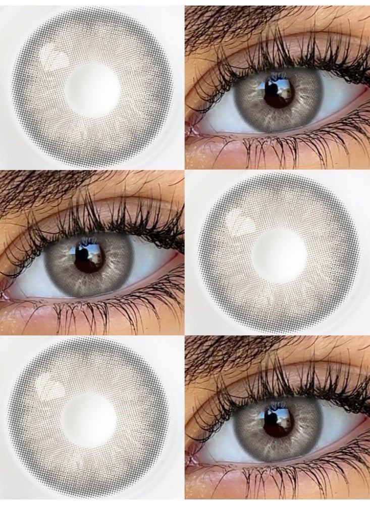 يواي عدسات لاصقة ملونة رمادية طبيعية ماركة UYAAI قابلة للاستخدام لمدة سنة، عدسات تجميلية مناسبة للجنسين، عدسات فاشن قوية المبيعات، نسبة الماء 42% - Image 2