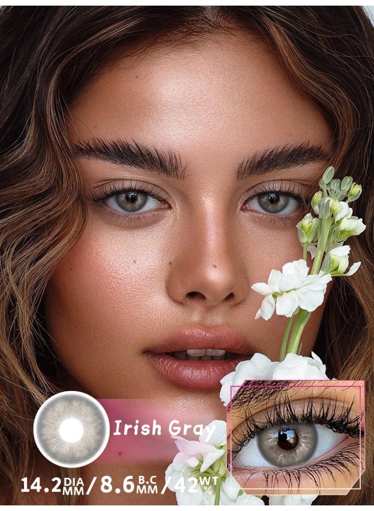 يواي عدسات لاصقة ملونة رمادية طبيعية ماركة UYAAI قابلة للاستخدام لمدة سنة، عدسات تجميلية مناسبة للجنسين، عدسات فاشن قوية المبيعات، نسبة الماء 42% - Image 1