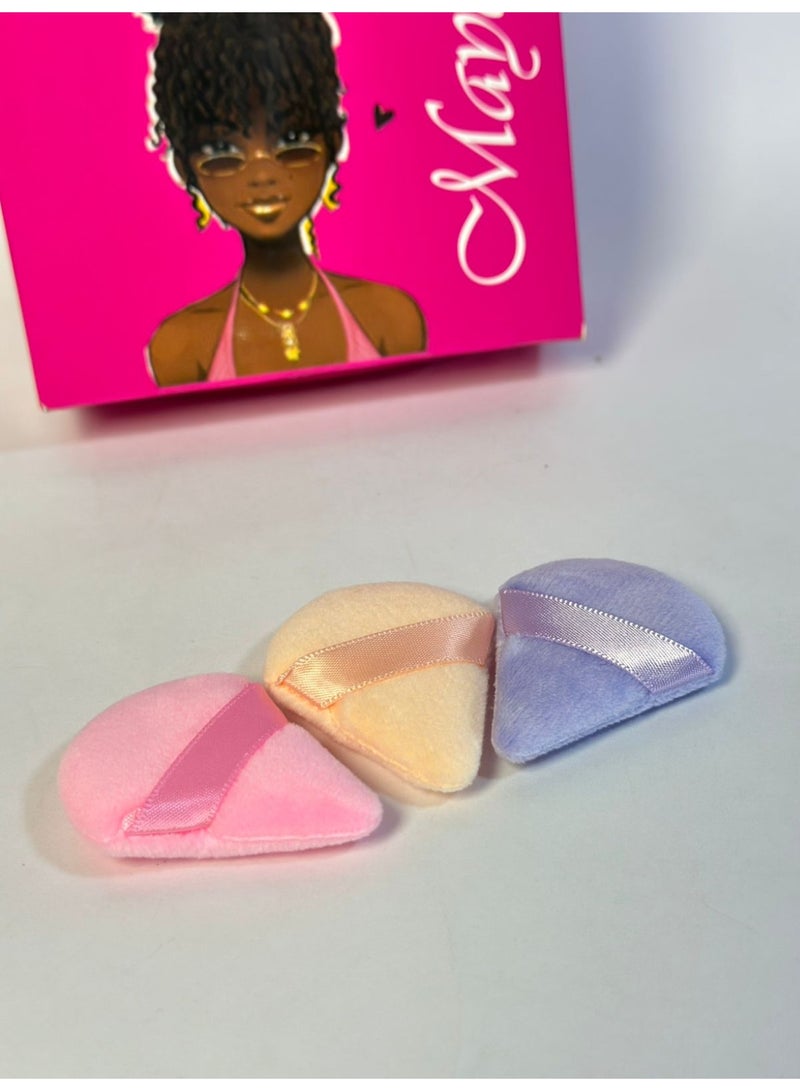 3 Pieces Triangle Powder Puff Face Multicolor Makeup for Loose Powder Soft Body Cosmetic Foundation Sponge Mineral Powder Wet Dry Makeup Tool Multicolour - Image 4
