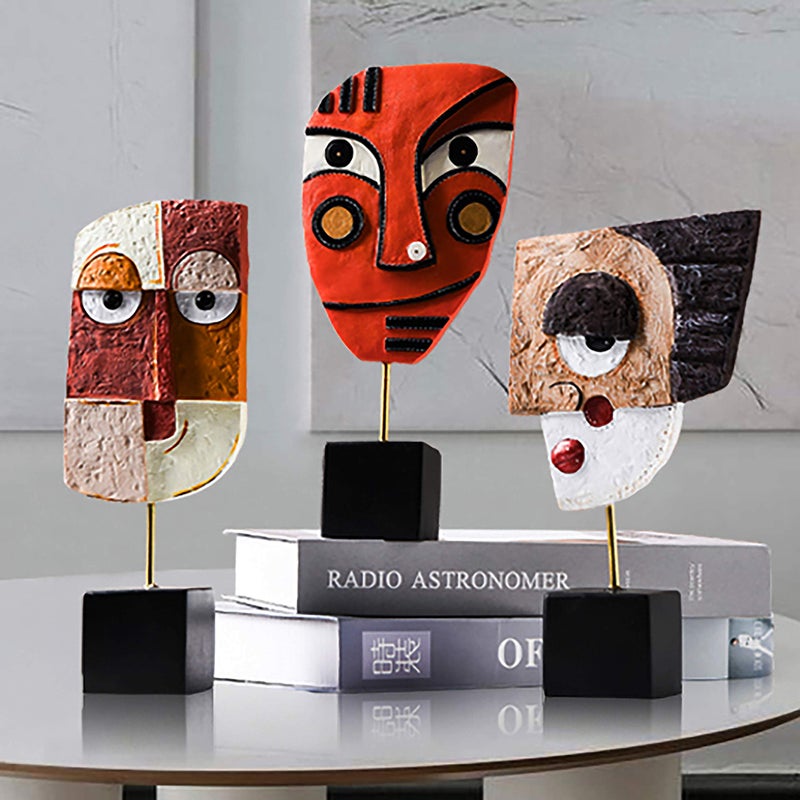 HCCMLOVE Smile - Handcrafted Statues Resin Abstract Sculpture for Home Decor Modern,African Art Tribal Figurines Decorations Items Accents Influencer Picks for Bookshelf,TV Stand,Living Room,Nightstand - Image 5
