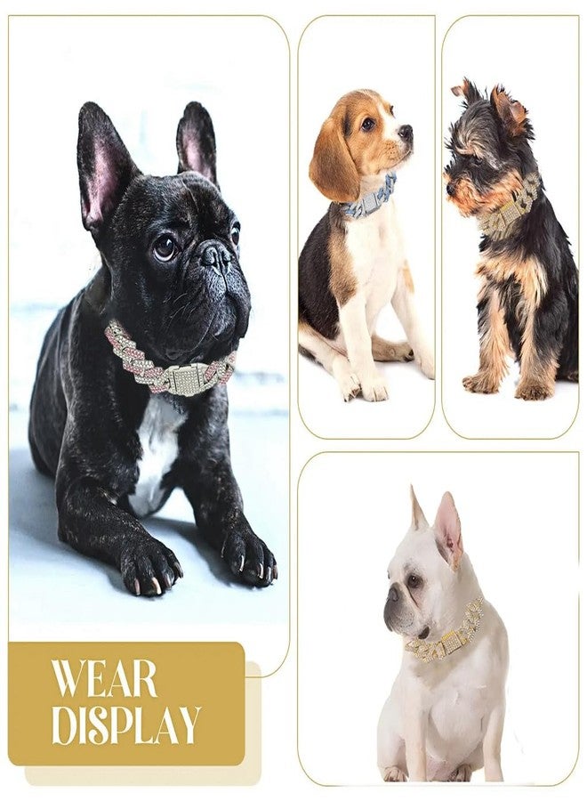 WeimoMonkey Dog Chain Collars, Diamond Necklace Rhinestone Bling Glitter Metal Choke Cuban Link Dog Collar, 14mm Wide Pet Jewelry for Puppy XS Small Medium Large Dogs Cats,Pink (8inch) - Image 3