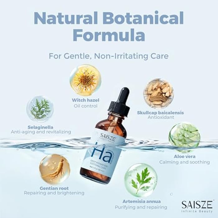 SAISZE Hyaluronic Acid Serum For Face, Anti Aging Skin Care Facial Serums, Hydrating, Moisturizing and Plumping, Face Moisturizer For Dry Skin, 60ml - Image 4