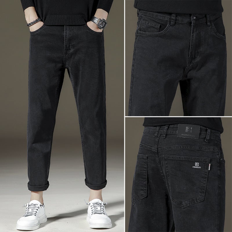 Multi-Color Korean Trendy Brand Nine-Point Jeans Trouser 2021 Spring New Stretch Jeans For Boys - Image 5