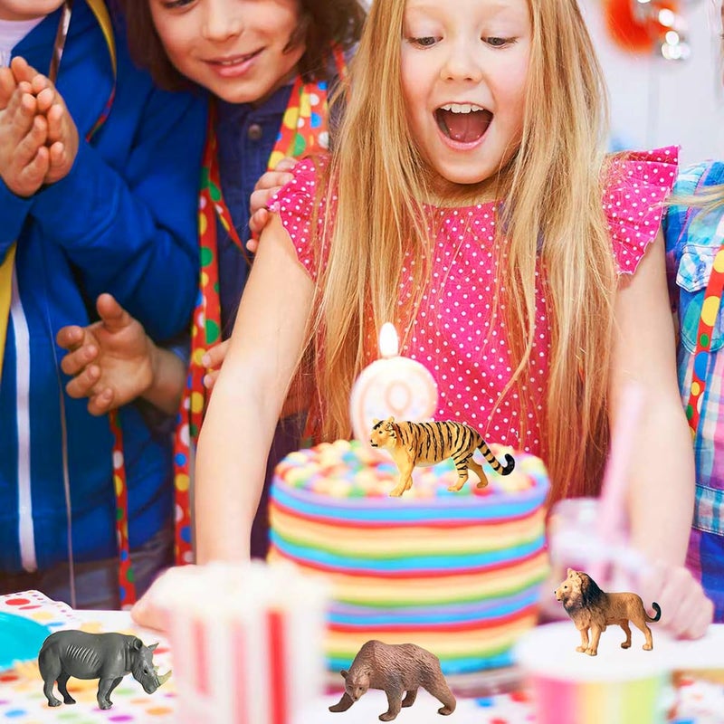 RUSON 12 Safari Animals Figures Toys with 12 Flash Cards  Realistic Mini Jungle Animal Figurines Cake Topper Party Supplies Montessori Animal Matching Game for Toddler Kids - Image 4