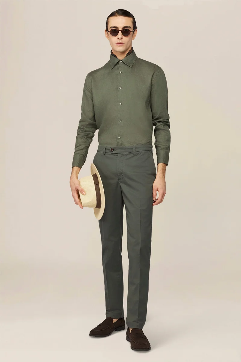 Men's classic regular fit chino trousers - Green