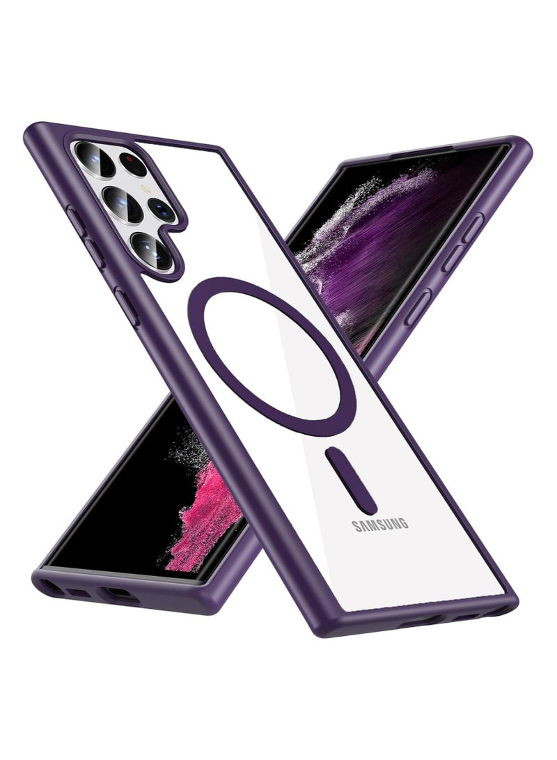 أكاليكس جراب مغناطيسي لهاتف Samsung S24 Ultra، متوافق مع MagSafe، غطاء فاخر مطلي، جراب هاتف شفاف ناعم من مادة TPU مقاوم للصدمات، متوافق مع Samsung S24 Ultra (أرجواني غامق) - Image 1