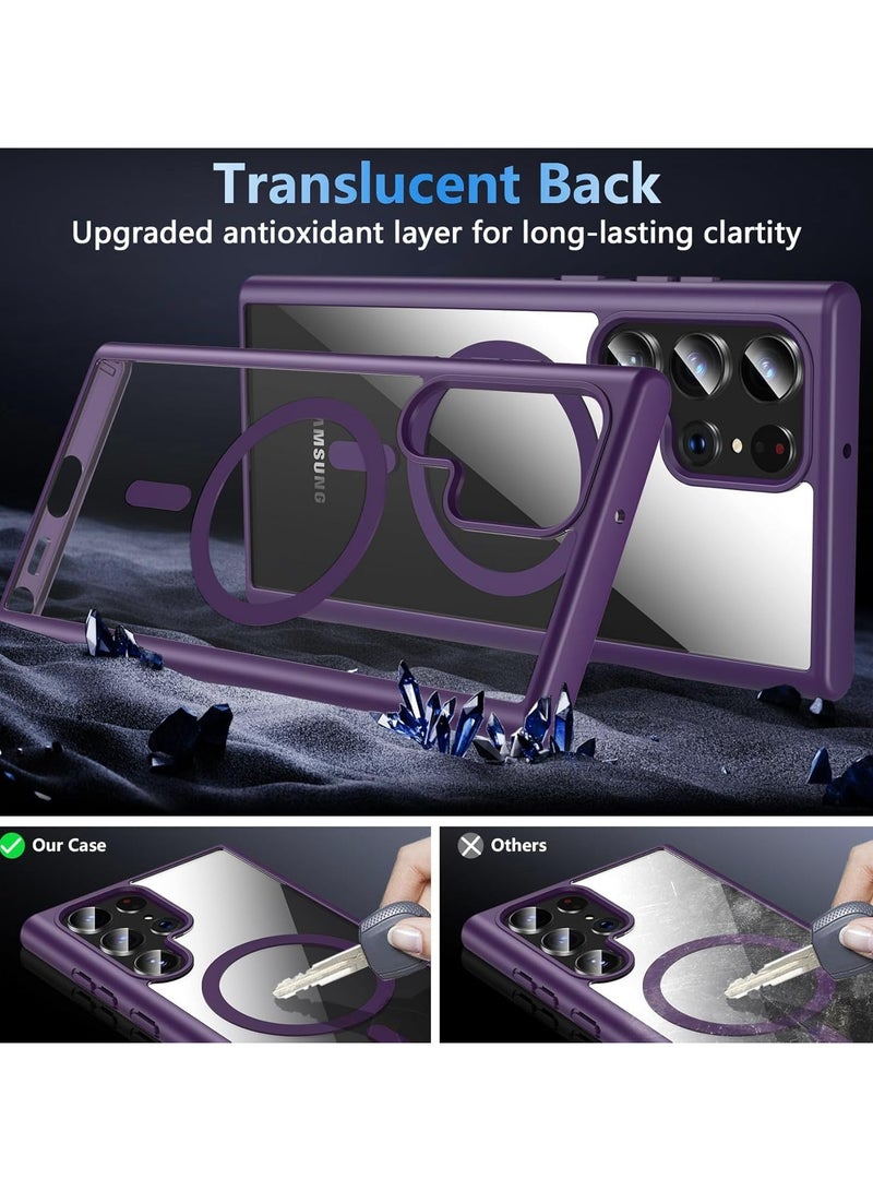 أكاليكس جراب مغناطيسي لهاتف Samsung S24 Ultra، متوافق مع MagSafe، غطاء فاخر مطلي، جراب هاتف شفاف ناعم من مادة TPU مقاوم للصدمات، متوافق مع Samsung S24 Ultra (أرجواني غامق) - Image 4