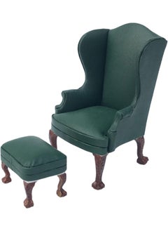 silvercnc 1:12 Dollhouse Miniature Vintage Retro PU Leather Sofa Chair Furniture for Living for Dolls House Room Bed Room Action Figures - Green Single Sofa  - Image 3