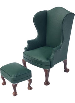 silvercnc 1:12 Dollhouse Miniature Vintage Retro PU Leather Sofa Chair Furniture for Living for Dolls House Room Bed Room Action Figures - Green Single Sofa  - Image 2