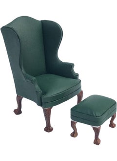 silvercnc 1:12 Dollhouse Miniature Vintage Retro PU Leather Sofa Chair Furniture for Living for Dolls House Room Bed Room Action Figures - Green Single Sofa  - Image 1