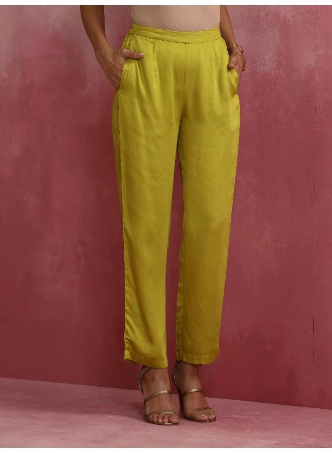 trueBrowns Lime Green Short Kurta Co-ord set