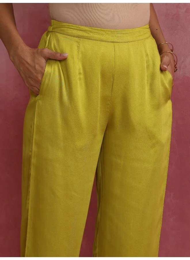 trueBrowns Lime Green Short Kurta Co-ord set