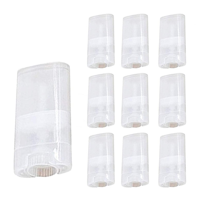 Goege 15 ML Clear Empty Plastic Oval Deodorant Containers Lip Balm Tubes for Lipstick Crayonchapstickhomemade Lip BalmBPA Free 10 Pcs