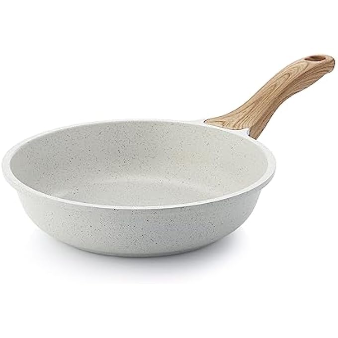 سنسارتي مقلاة سيراميك غير لاصقة، مقلاة أومليت 20 سم، مقلاة صحية غير سامة، مقلاة شيف متوافقة مع الحث، مقلاة بيض بمقبض مقاوم للحرارة، خالية من Pfas - Image 2