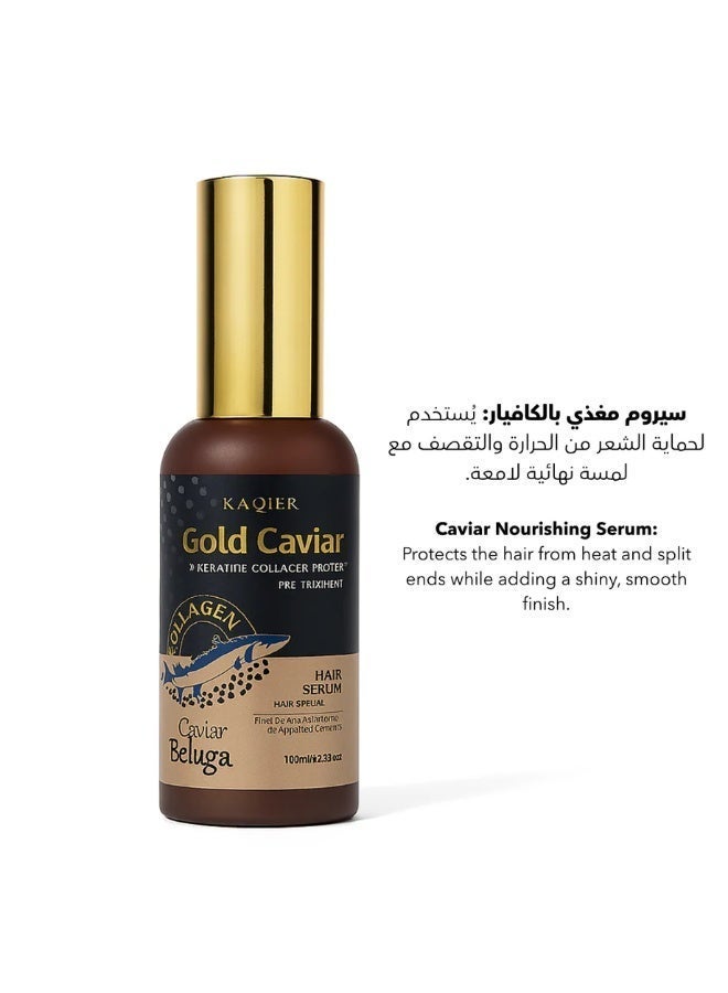 Gold Caviar Shining Nourishing Keratin Collagen Protein Pre-Treatment Hair Serum/Oil For All Hair Type 100ml - Image 2